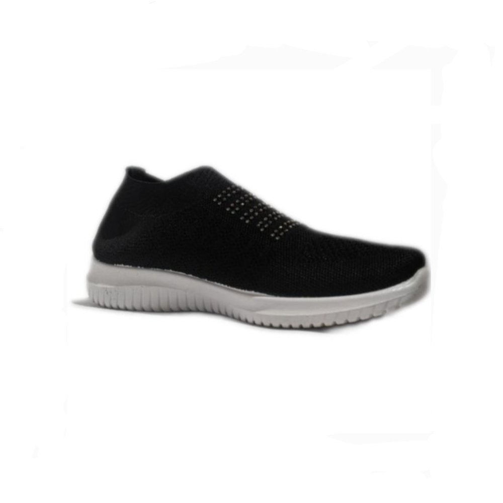 Walky Women Comfortable Sock Slip On Black Sneaker - Picture 4 of 8